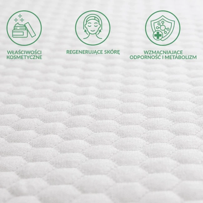 Ochraniacz na materac 60x120 pikowany SOFT-TOUCH, w kolorze białym, z widoczną strukturą w formie sześciokątów. Produkt leży płasko, na jednolitym tle.