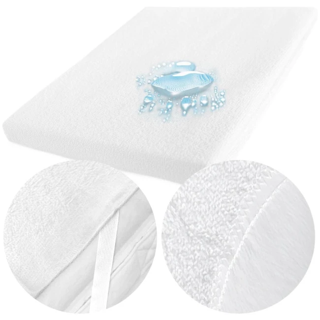  Gładki biały oddychający wodoodporny ochraniacz na materac 70x140 cm z grubą gumą 