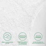 Ochraniacz na materac 100x200 cm w kolorze białym, z górną warstwą składającą się z 67% bawełny i 33% poliestru, oraz dolną warstwą z 100% poliuretanu. Widok z boku, ukazujący fakturę materiału i szczegóły produktu.