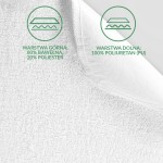 Ochraniacz na materac 60x120 w kolorze białym, w zbliżeniu na krawędź. Widoczna tekstura zewnętrznej warstwy wykonanej z 80% bawełny i 20% poliestru, oraz dolnej warstwy z 100% poliuretanu. Idealny do ochrony materaca dziecięcego.