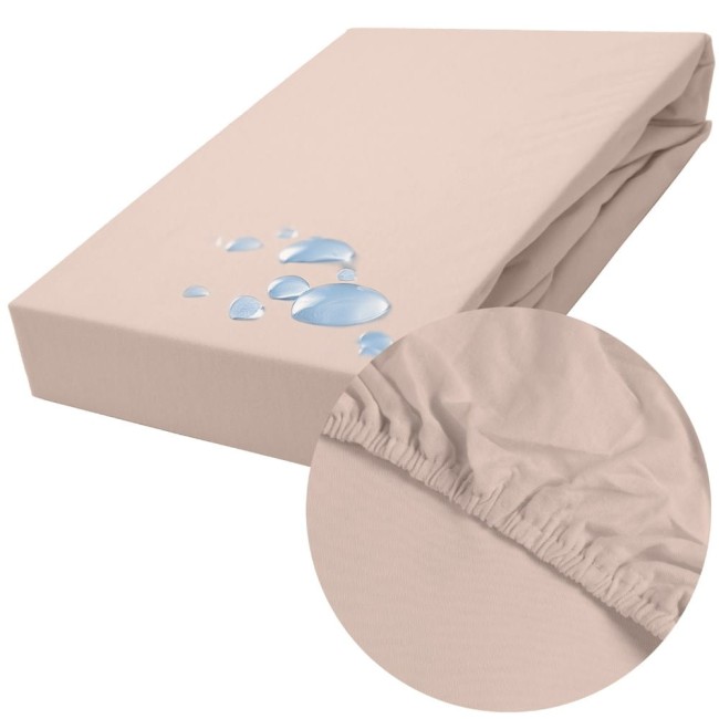  Wysokiej jakości miękkie elastyczne beżowe prześcieradło ochronne z gumką 200x220 cm 