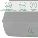 Ochronne prześcieradło z gumką 140x200 w kolorze szarym, wykonane z materiału o gramaturze 140 g/m². Produkt widoczny w pozycji leżącej, z dociągniętymi brzegami.