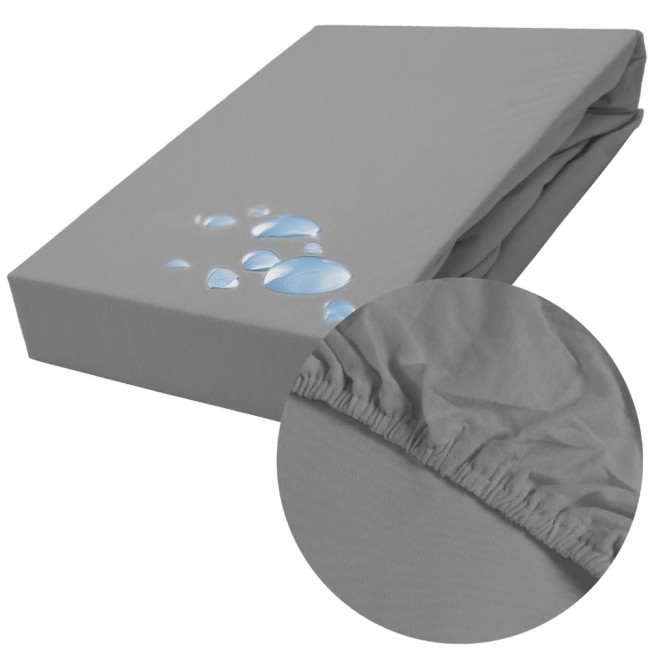  Wysokiej jakości miękkie elastyczne szare prześcieradło ochronne z gumką 90x200 cm 