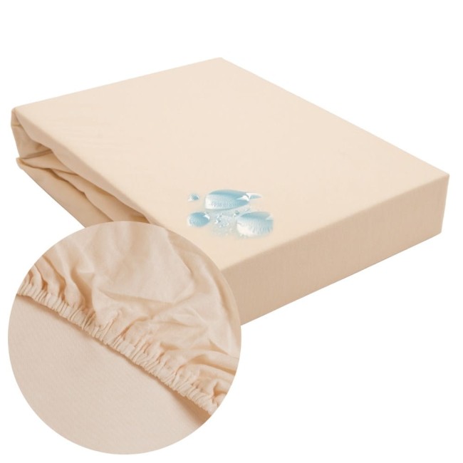  Miękkie delikatne elastyczne beżowe prześcieradło ochronne z gumką 90x200 cm 