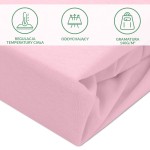 Ochronne prześcieradło z gumką 160x200 w kolorze różowym. Produkt leży na białym tle, z widoczną fakturą materiału. Zbliżenie na krawędź z gumką oraz oznaczenia: regulacja temperatury ciała, oddychający, gramatura 140 g/m².