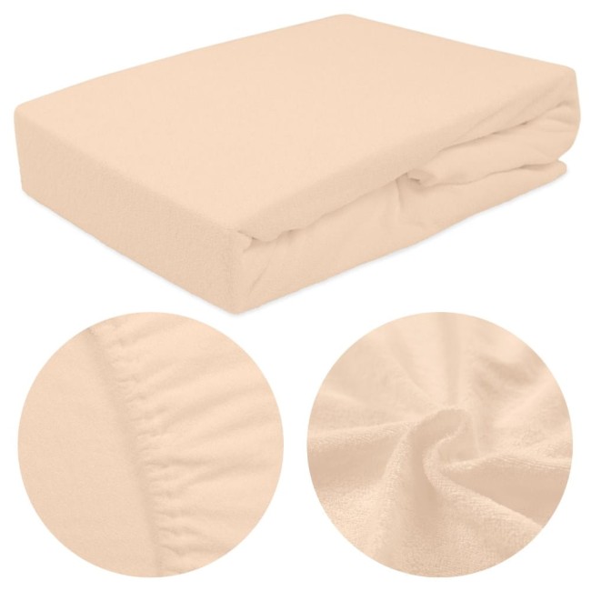  Gładkie klasyczne jasne różowe prześcieradło frotte 90x200 cm z gumką 