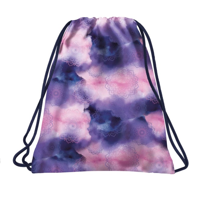  Fioletowy worek na buty i plecak z modnym nadrukiem Mandali 