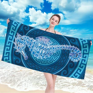 Ręcznik plażowy 100x180 Konik morski szybkoschnący z mikrofibry duży