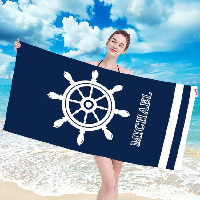  Bardzo duży, szybkoschnący, plażowy ręcznik z mikrofibry, ster na plaży w rozmiarze 100x180 cm 