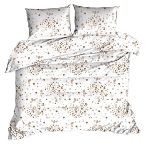Pościel z kory 160x200 biała w brązowe kwiatki