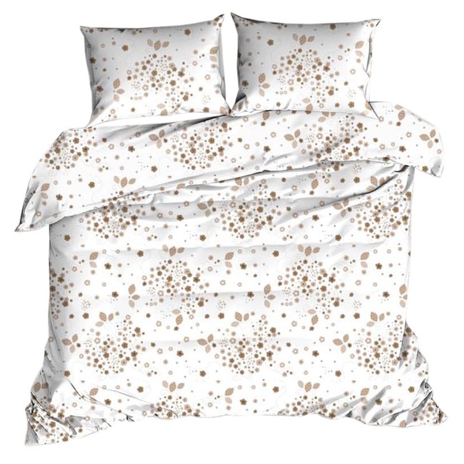  Miękka i delikatna w dotyku pościel z kory biała w brązowe kwiaty w rozmiarze 160x200 cm 