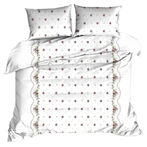 Pościel z kory 140x200 biała w delikatne kwiatki