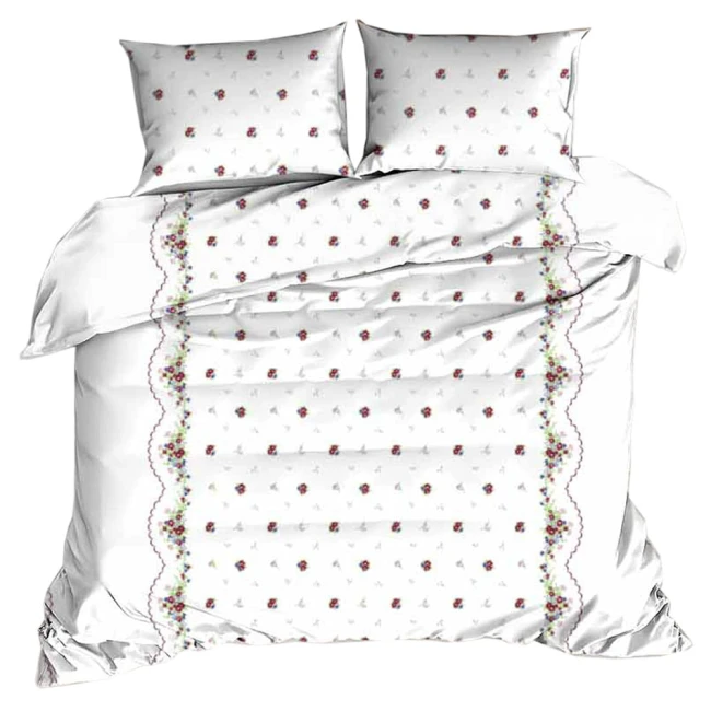  Miękka i delikatna w dotyku pościel z kory biała w delikatne kwiaty w rozmiarze 140x200 cm 