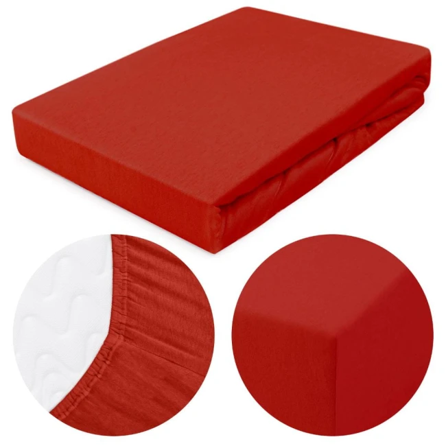  Delikatne wytrzymałe miękkie czerwone prześcieradło jersey 140x200 cm z gumką 