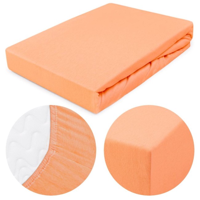  Delikatne wytrzymałe miękkie pomarańczowe prześcieradło jersey 140x200 cm z gumką 