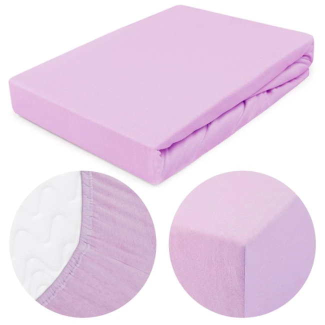  Wytrzymałe delikatne miękkie fioletowe prześcieradło jersey 160x200 cm z gumką 