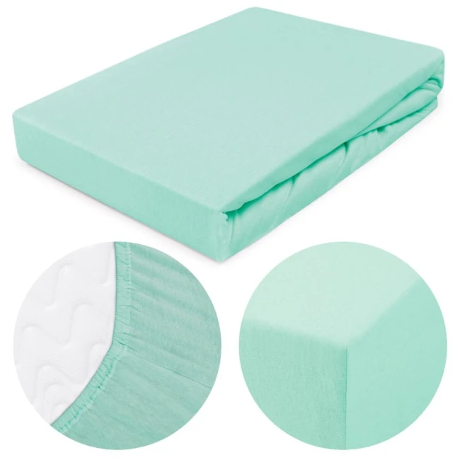  Miękkie delikatne wytrzymałe niebieskie prześcieradło jersey 180x200 cm z gumką 