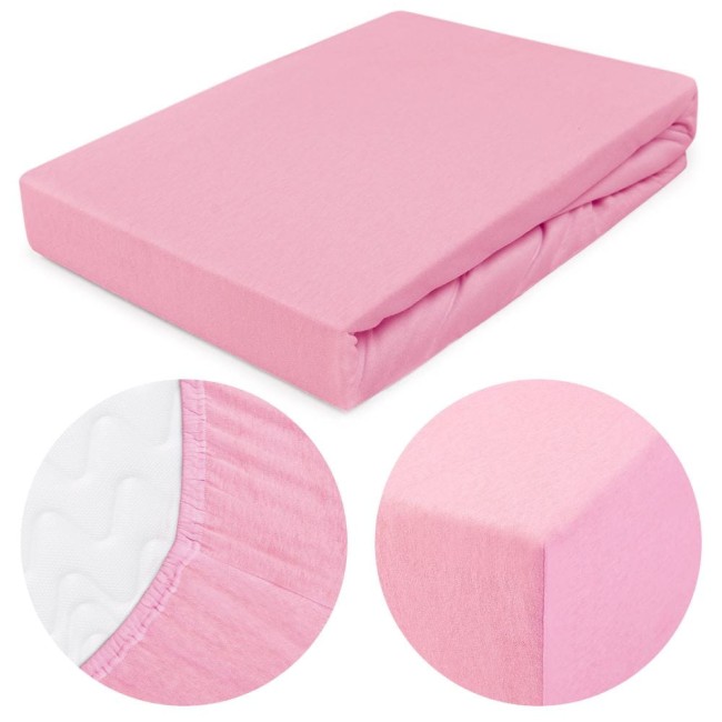  Delikatne miękkie wytrzymałe jasnoróżowe prześcieradło jersey 200x220 cm z gumką 