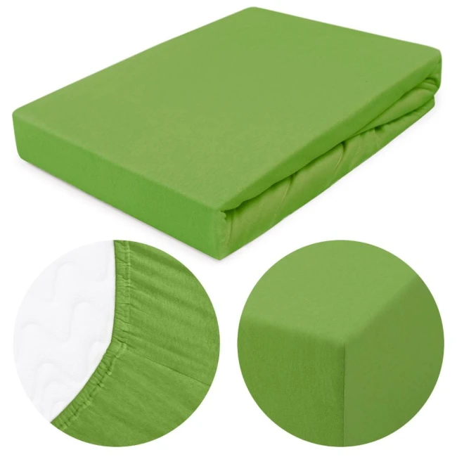  Delikatne miękkie wytrzymałe zielone prześcieradło jersey 200x220 cm z gumką 
