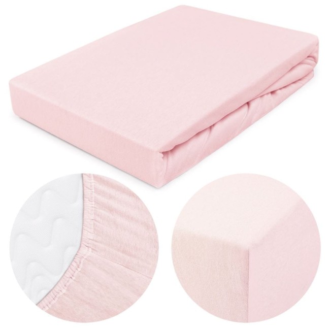  Delikatne miękkie wytrzymałe różowe prześcieradło jersey 90x200 cm z gumką 