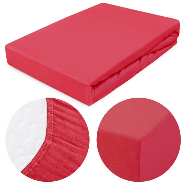  Malutkie dziecięce miękkie jasno czerwone prześcieradło jersey 40x90 cm z gumką 