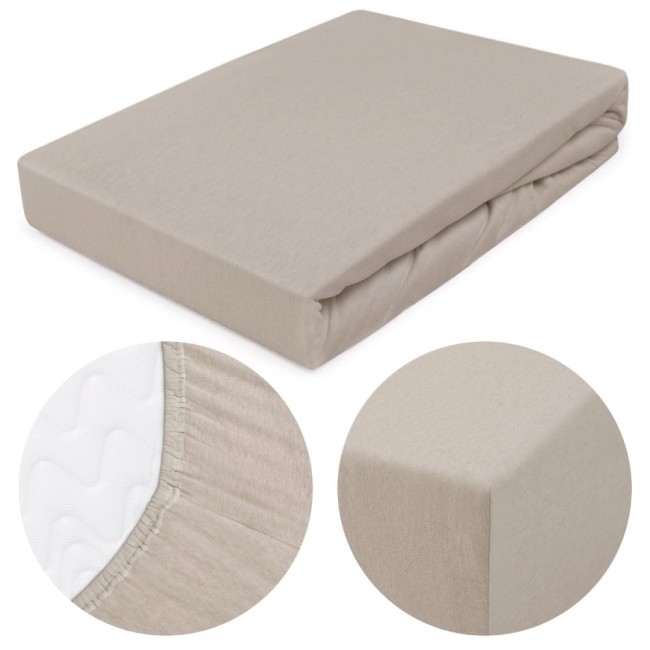  Delikatne miękkie wytrzymałe beżowe prześcieradło jersey 140x200 cm z gumką 