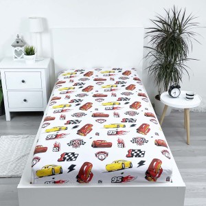  Prześcieradło bawełniane z gumką 90x200 Cars white