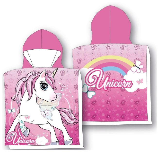  Chłonny miękki różowy ręcznik z kapturem na basen na plażę z Jednorożcem 