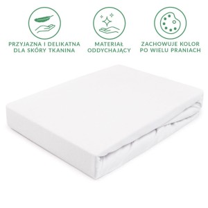 Prześcieradło jersey z gumką 160x200 kolor biały PREMIUM