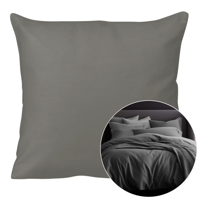  Gładka delikatna w dotyku szara poszewka satynowa 40x40 cm 