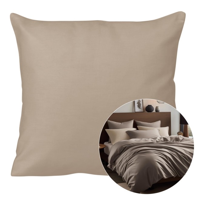  Gładka delikatna w dotyku ciemno beżowa poszewka satynowa 40x40 cm 