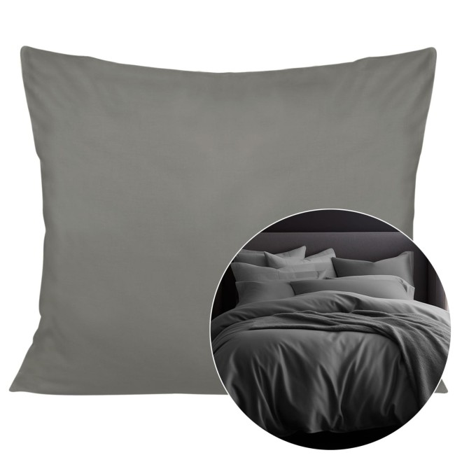  Gładka delikatna w dotyku szara poszewka satynowa 50x60 cm 