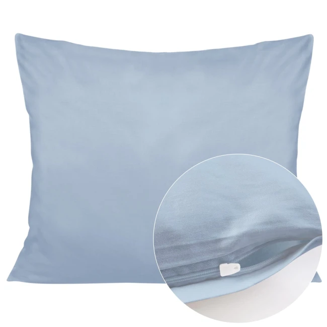  Gładka delikatna w dotyku niebieska poszewka satynowa 50x60 cm 