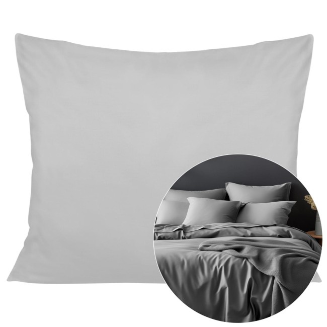  Gładka delikatna w dotyku popielata poszewka satynowa 50x70 cm 