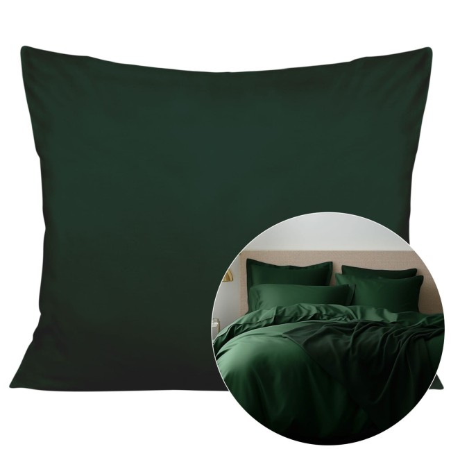  Gładka delikatna w dotyku zielono butelkowa poszewka satynowa 70x80 cm 