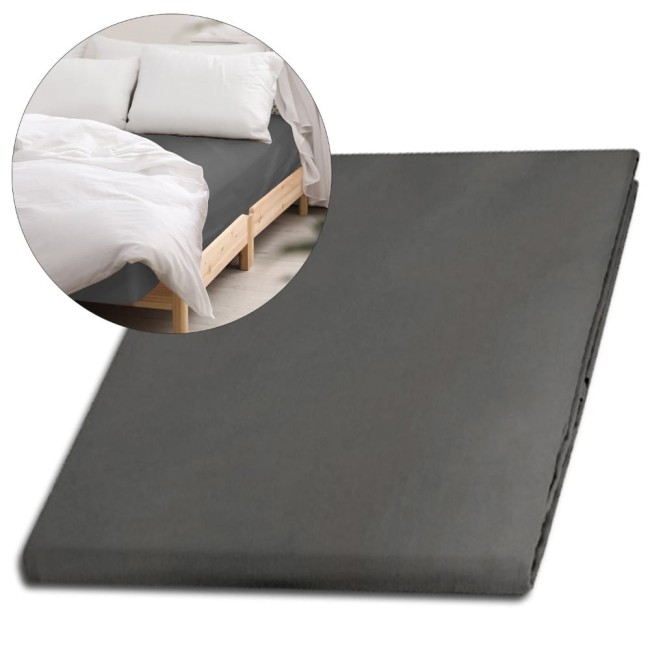  Klasyczne delikatne połyskujące szare prześcieradło satynowe 160x220 cm bez gumki 