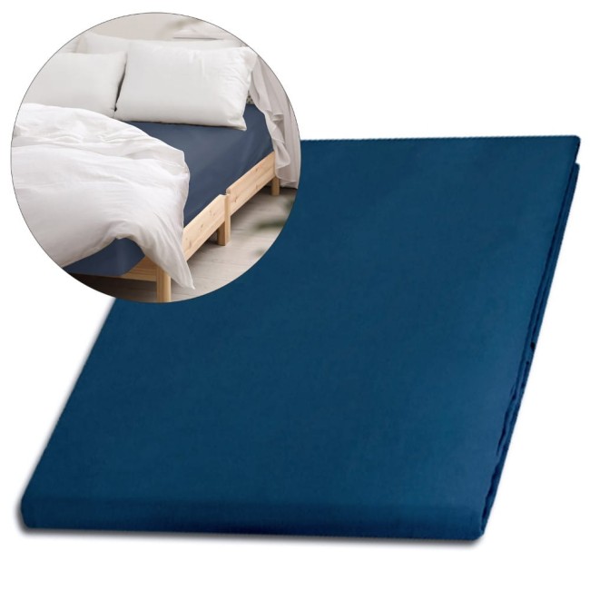  Połyskujące gładkie delikatne niebieskie prześcieradło satynowe 200x220 cm bez gumki 