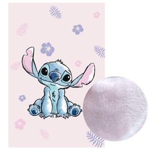 Kocyk dziecięcy coral 100x150 Lilo i Stitch pudrowy róż