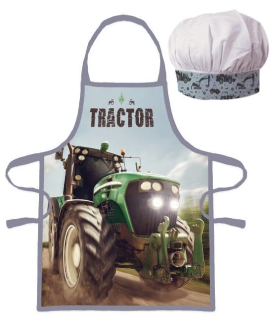  Fartuszek kucharski z czapką dla dziecka traktor 