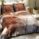 Pościel satyna bawełniana 140x200 Satynlove Premium beżowa w liście