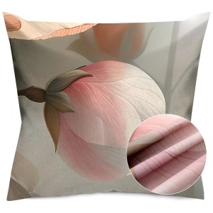 Poszewka satynowa 40x40 Satynlove Premium różowa, szara z kwiatami
