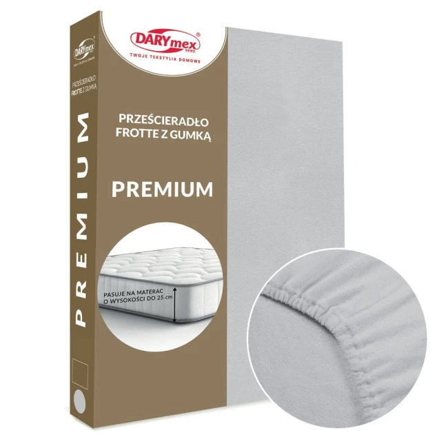  Grube wytrzymałe bawełniane prześcieradło frotte Premium popielate 160x200 cm 