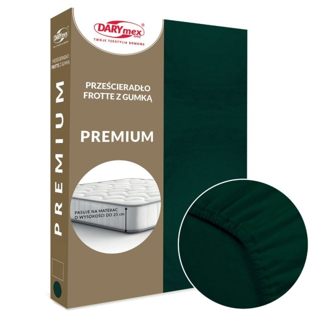  Grube wytrzymałe bawełniane prześcieradło frotte Premium butelkowa zieleń 200x220 cm 