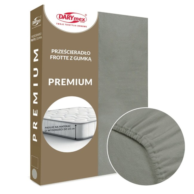  Grube wytrzymałe bawełniane prześcieradło frotte Premium szare 180x200 cm 
