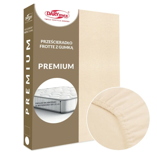  Grube wytrzymałe bawełniane prześcieradło frotte Premium jasno beżowe 140x200 cm 