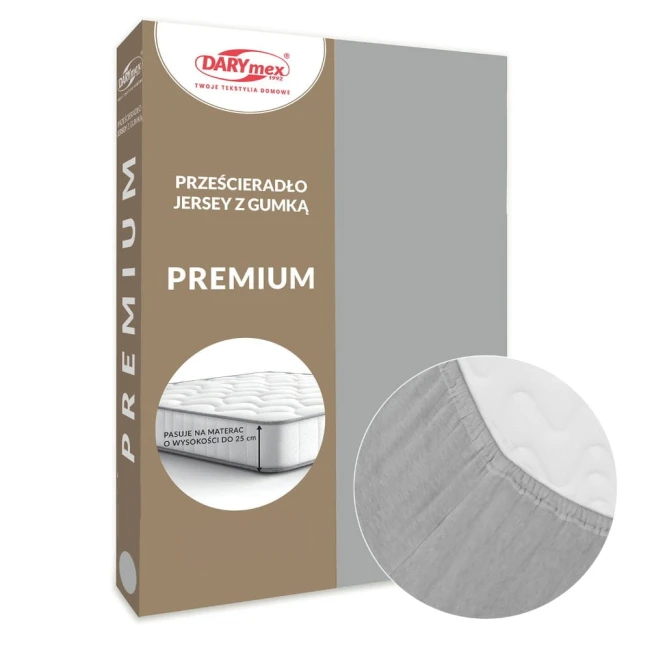  Grube wytrzymałe miękkie bawełniane prześcieradło jersey premium 120x200 w popielatym kolorze 