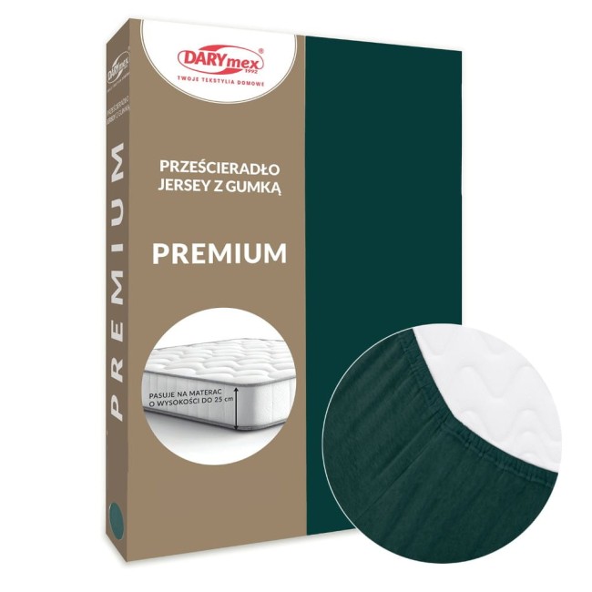  Grube wytrzymałe miękkie bawełniane prześcieradło jersey premium 90x200 w butelkowym zielonym kolorze 