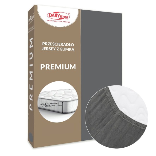  Grube wytrzymałe miękkie bawełniane prześcieradło jersey premium 200x220 w szarym kolorze 