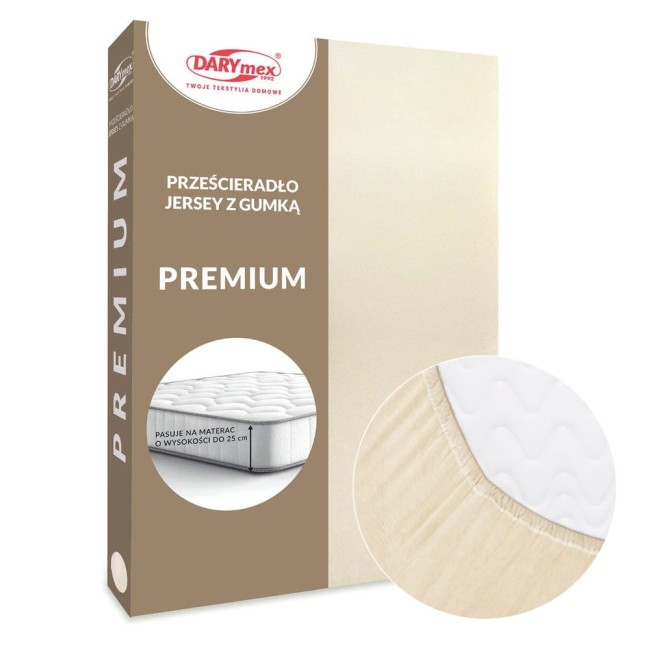  Grube wytrzymałe miękkie bawełniane prześcieradło jersey premium 180x200 w jasnobeżowym kolorze 