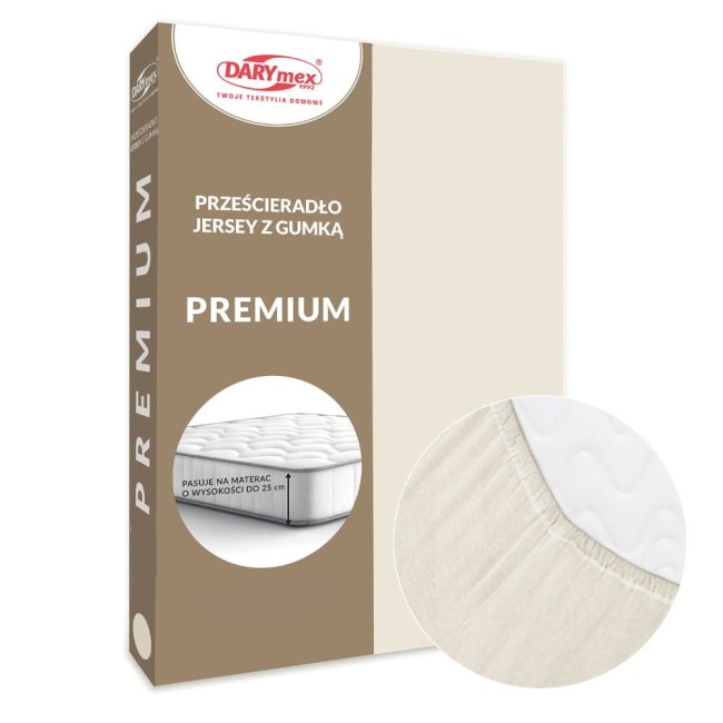 Grube wytrzymałe miękkie bawełniane prześcieradło jersey premium 160x200 w kolorze ecru 